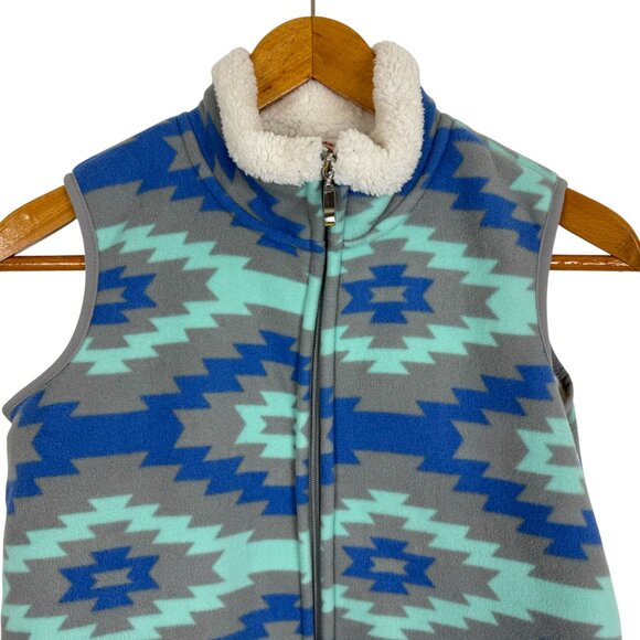 Smiths American Aztec Pattern Fleece Vest Sz Medium Full Zip Faux Sherpa Lining - Picture 2 of 10